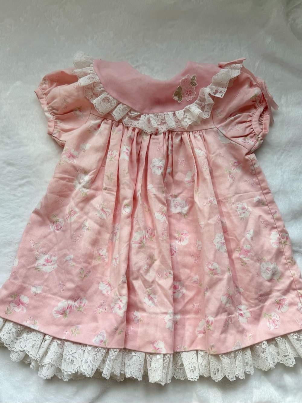 Vintage Rare Editions Pink Floral Lace Dress – 24M